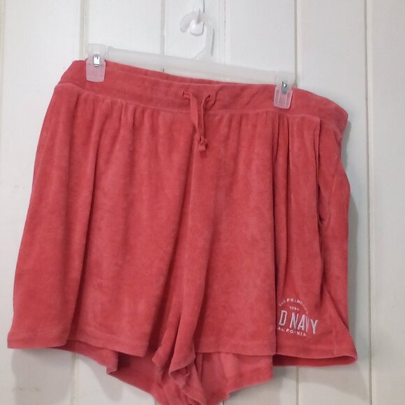 Old Navy Shorts 3X Terry Cloth Pull On Elastic Wasit Drawstring Pockets Peach - Picture 2 of 14
